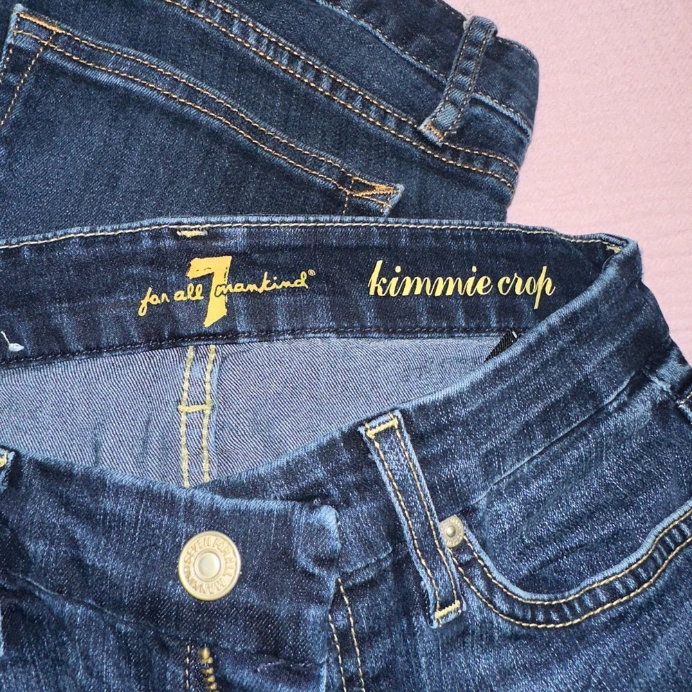 7 For All Mankind Dark Blue Kimmie Crop Jeans